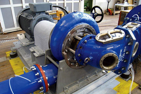 Pump turbine on test rig: pump turbine model with motor generator on test rig