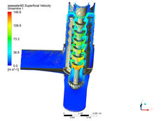 Kavitation Ventil: CFD Untersuchung - Darstellung der Stromlinien des ursprünglichen Ventils