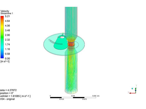 Das konstruktiv optimierte CFD-Simulationsergebnis des Kühlwasserventils