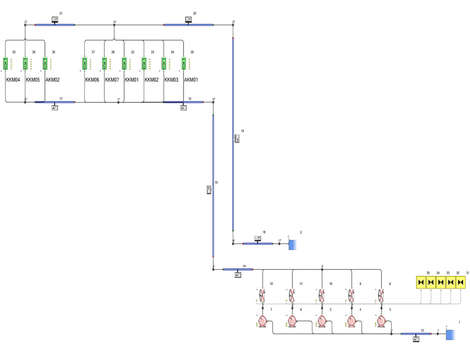 Druckstoßuntersuchung: Berechnungsnetzwerk bzw. das Anlagenschema der Fernkälteanlage