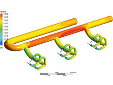 Ausgangssituation Verteilrohrleitung Pelton-Turbine: Totaldruck an der Wand im 3-Maschinenbetrieb