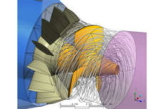 Kaplan-Hydraulik für Restwasserturbine: Strömungsvisualisierung - Details Turbine